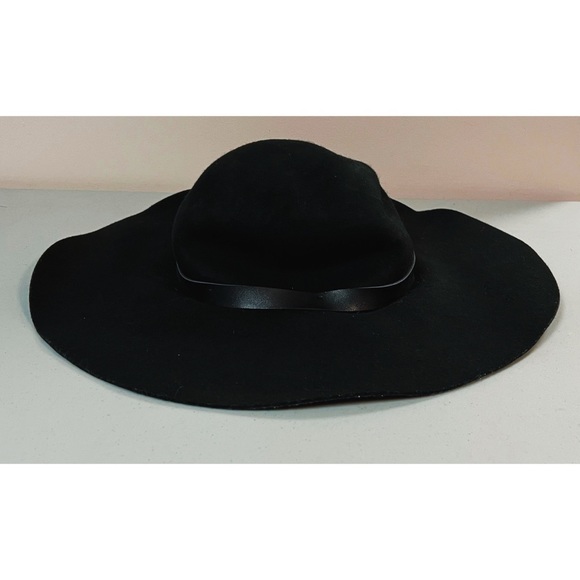 H&M Black Brimmed Belted Floppy Hat Sun Summer Cap Size L 🖤 #whimsygoth #goth - Picture 2 of 4